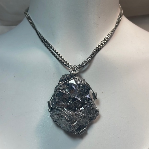 Jewelry - Pyrite Stone Crystal Pendant Necklace